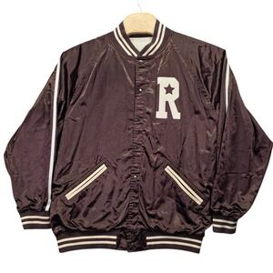 Stall & Dean Rucker Vintage Jacket Mens 3XL Reversible Satin Varsity Brown 1946